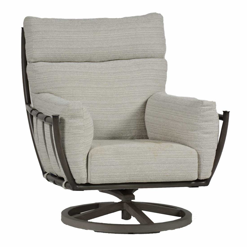 Chaise berçante pivotante en aluminium Majorca, Argent Rollo, Pas de soudure