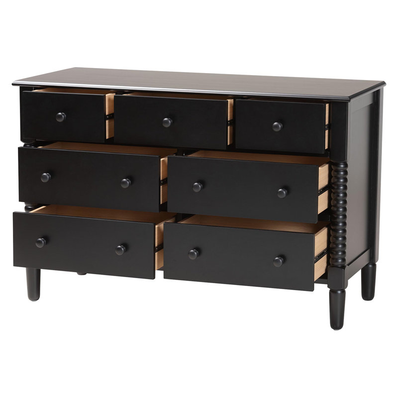 Commode 7 tiroirs Baxton Studio Braith Farmhouse, Noir, noir, noir, noir