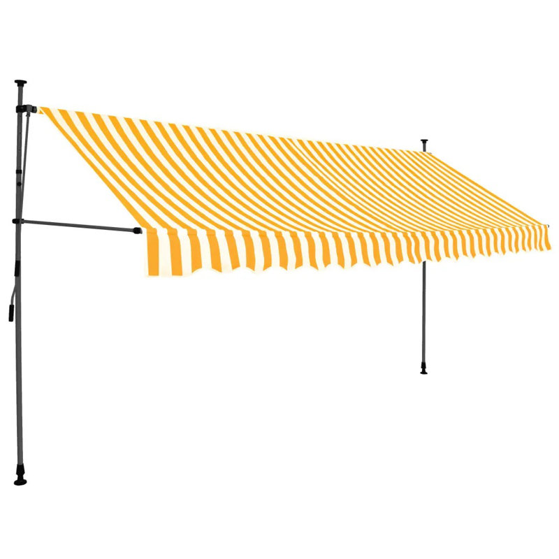 Dakota Fields Fabric Cover Retractable Patio Awning, White/Orange (Black Frame), 3.5m W x 1.2m D