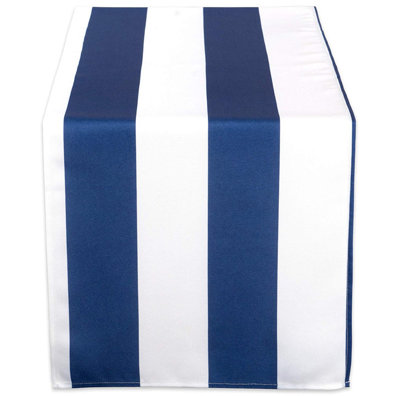 Risa Stripe Outdoor Table Runner, 72" L x 14" W, Nautical Blue