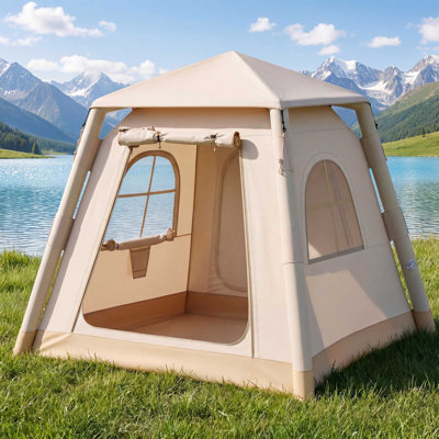 Inflatable Tent 4 Person Glamping Tent with Easy Air Pump Setup