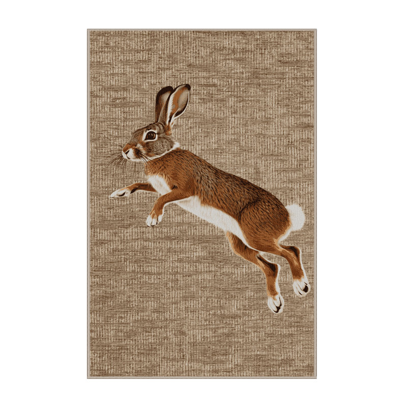 Washable Spring Hare Wildlife Area Rug, Runner 2' x 4'
