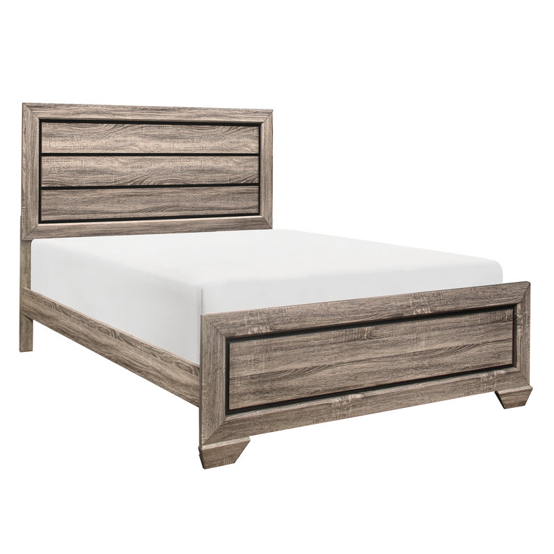 Lit double foncé avec finition naturelle, Lit double
