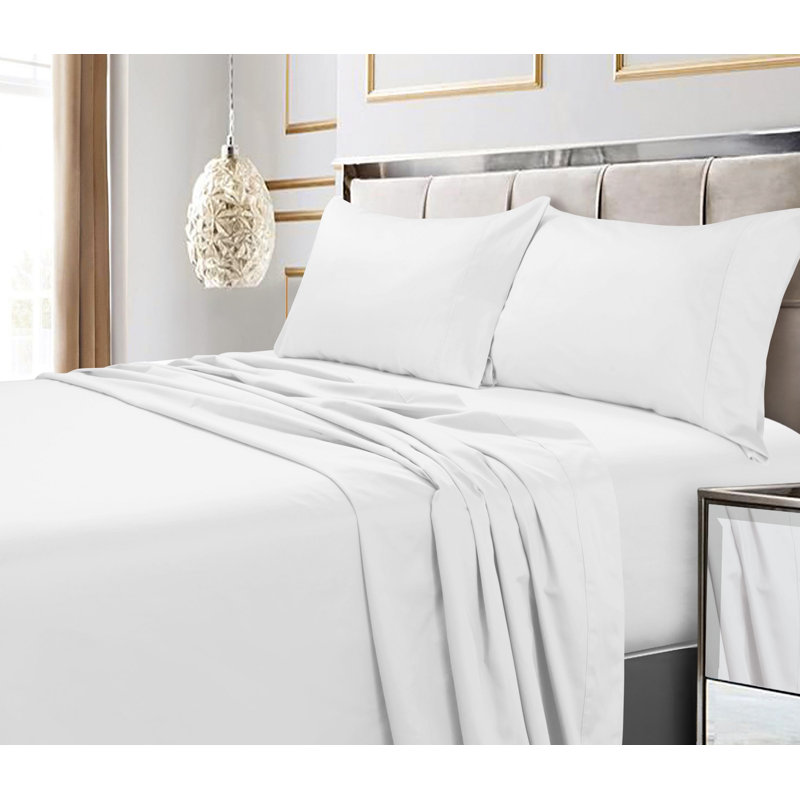 600 Thread Count 100% Cotton Sateen Sheet Set, California King Sheet Set, White