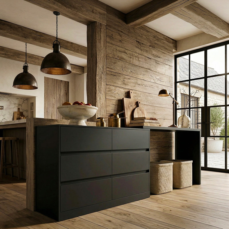 Charliese Kitchen Island, Black