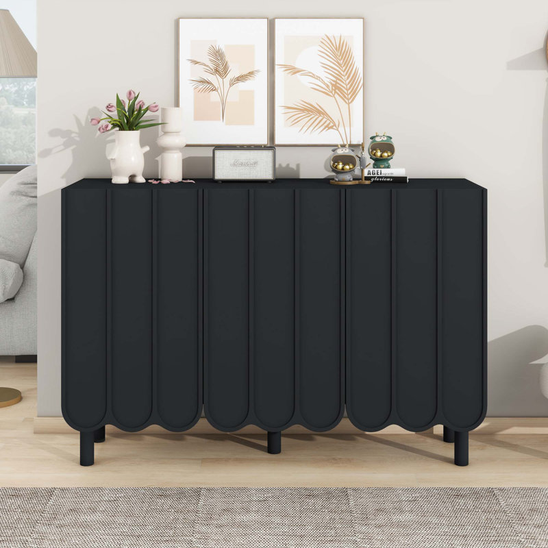 Shoe Cabinet,Sideboard Buffet Cabinet With Adjustable Shelves, Black