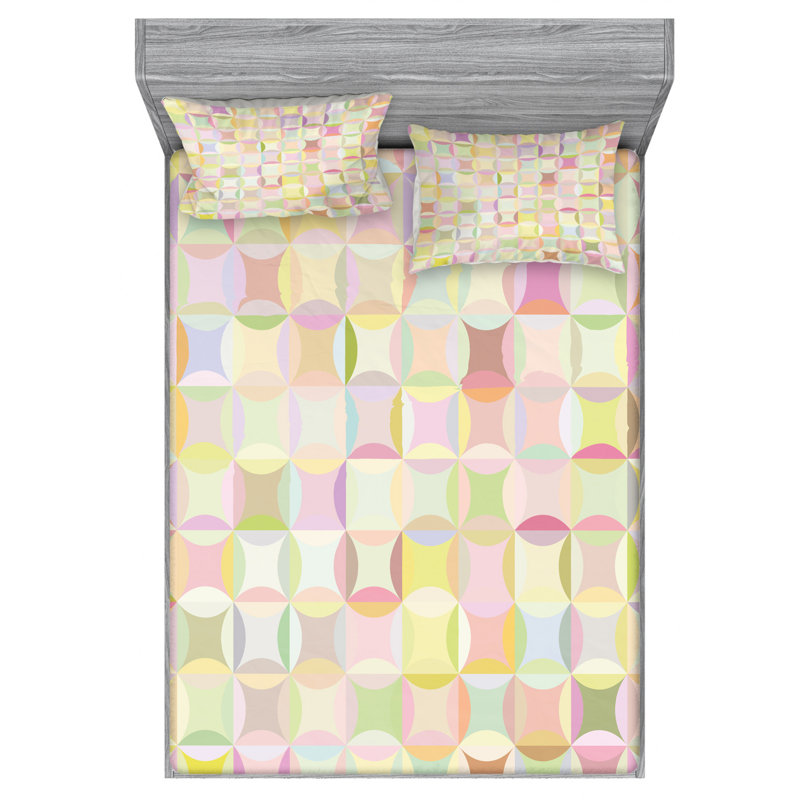 Microfiber Geometric Sheet Set, Full Sheet Set with Fitted Sheet