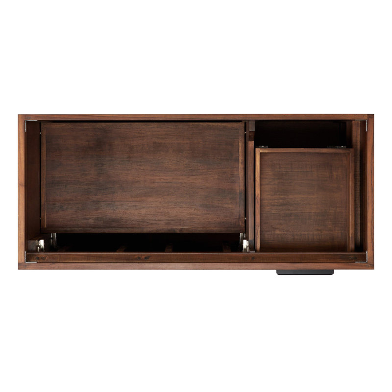 48" Teak Wood Single Bathroom Vanity with Black Handles
