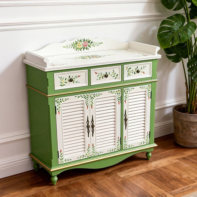 Banc de rangement vert en bois manufacturé