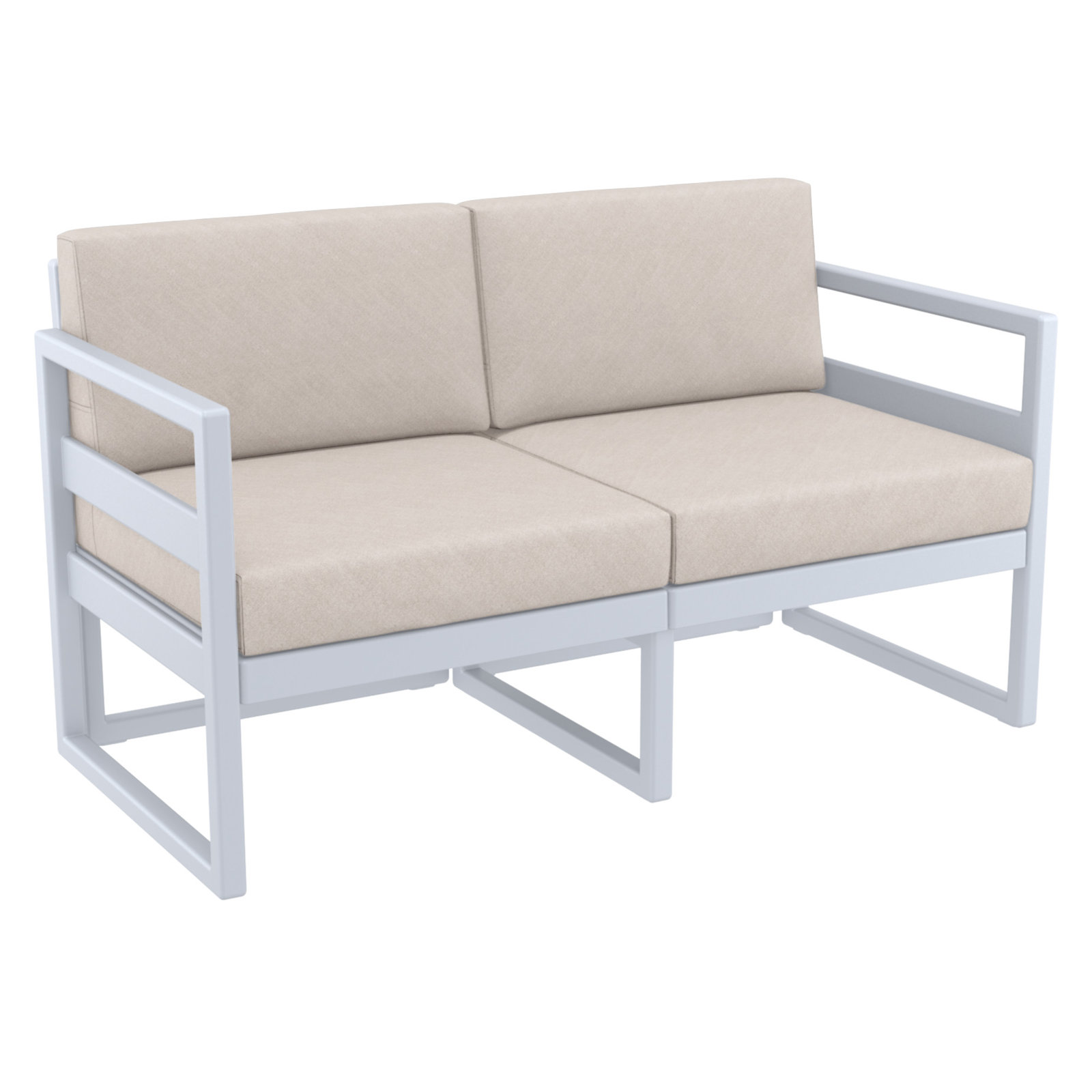 Lane 58'' Wide Straight Loveseat with Cushions, Silver/Gray, Canvas Flax Sunbrella® Canvas