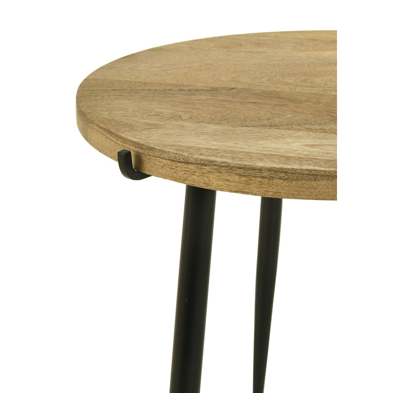 Doroty Round Solid Wood Top End Table Natural and Black