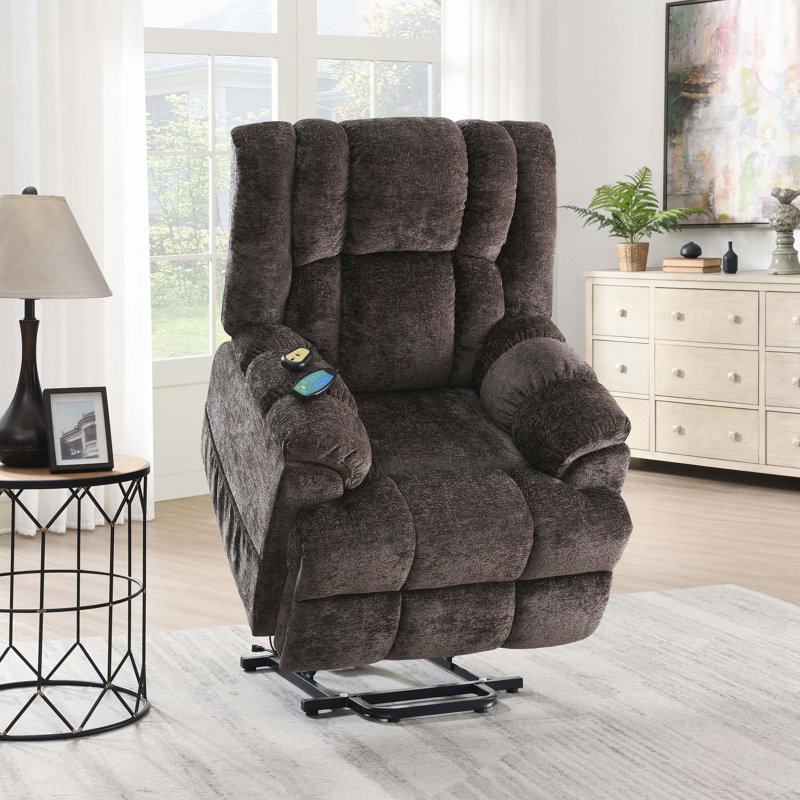 Omarion Upholstered Power Recliner, Brun