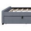 Lit plateforme double, structure de lit tapissier en bois avec lit gigogne simple et tête de lit capitonnée verticale-107261875