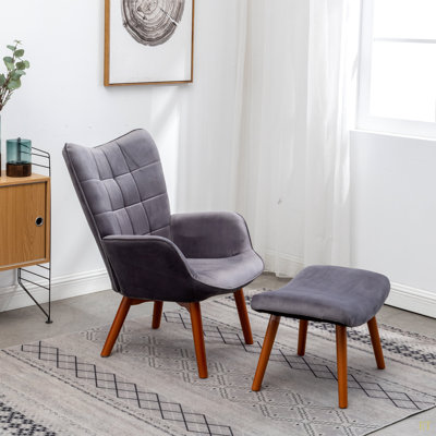 Battistina Velvet Armchair with Ottoman