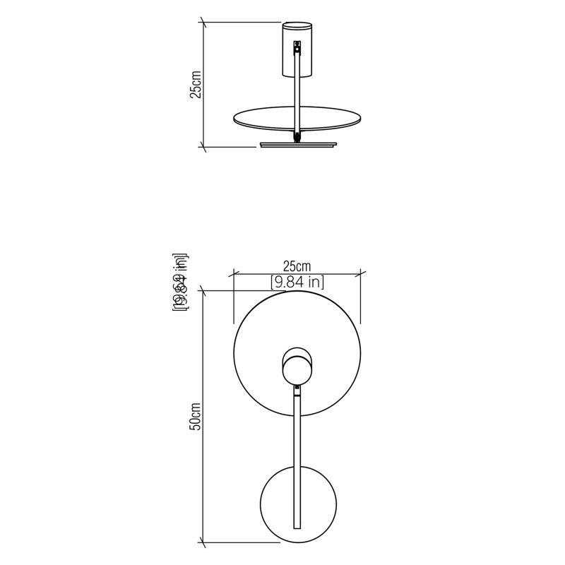 Applique murale à bras 1 lumière Dot, Noyer américain