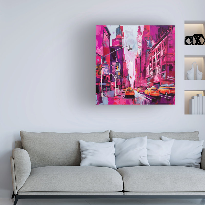 «Cityscapes Ray Heere Pop Art New York Pink 2», reproduction sur toile, H 35 po x l 35 po x P 2 po