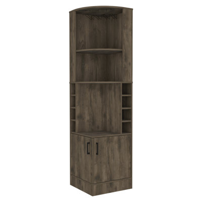 8-Bottle 2-Shelf Bar Cabinet Sideboard Metal Sideboard