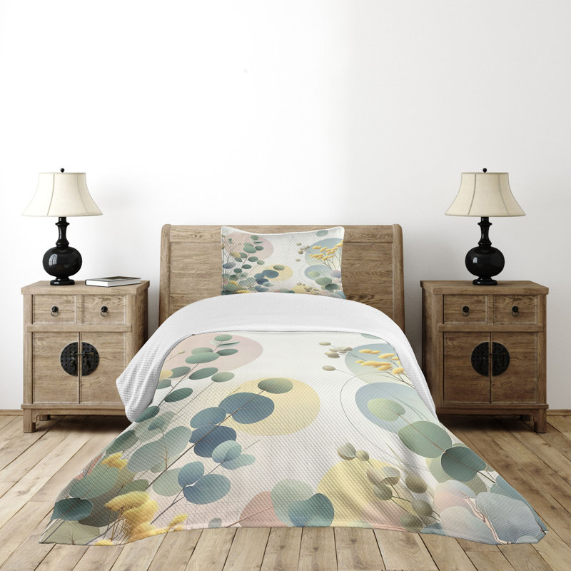 Polyester Floral Coverlet, Twin Coverlet / Bedspread + 1 Standard Sham
