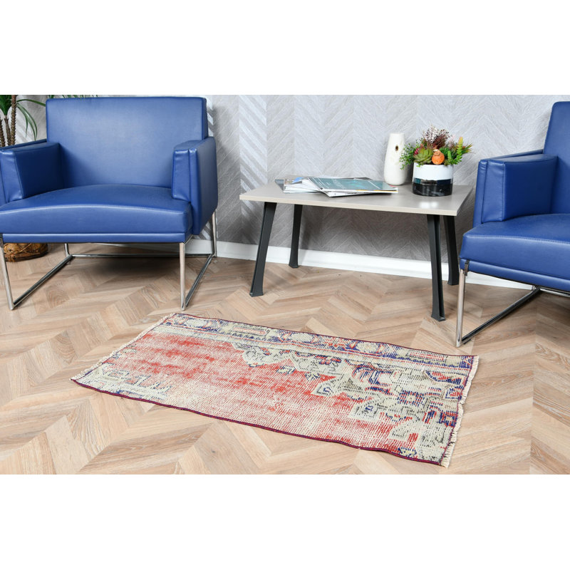 Tapis vintage rouge Oushak Vintage
