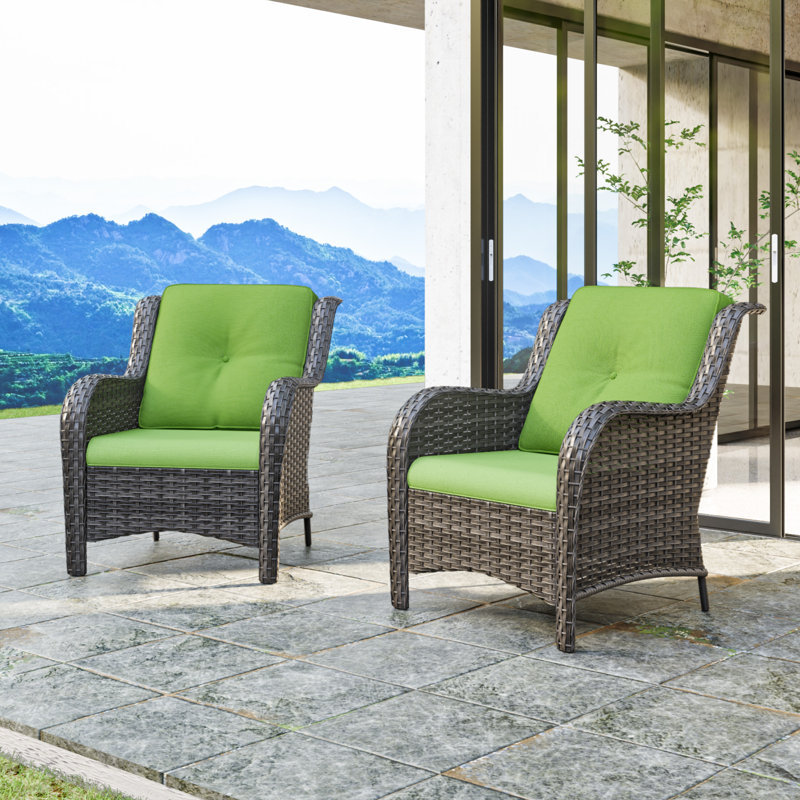 Ragne Wicker Outdoor Lounge Chair, Green