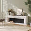 Foyer blanc en bois massif avec meuble télé-117623447-117623443