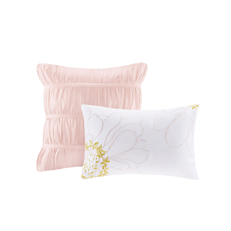 Blush Microfiber Ruffle Reversible Full Comforter Set