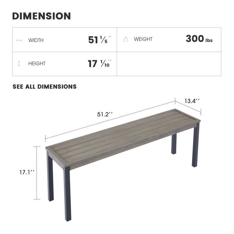 Banc d'extérieur en métal Allanah, Gris