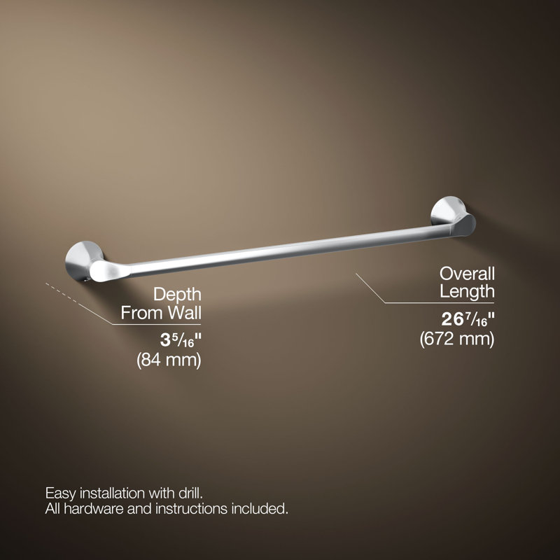 Simplice Towel Bar, Polished Chrome, 24"W