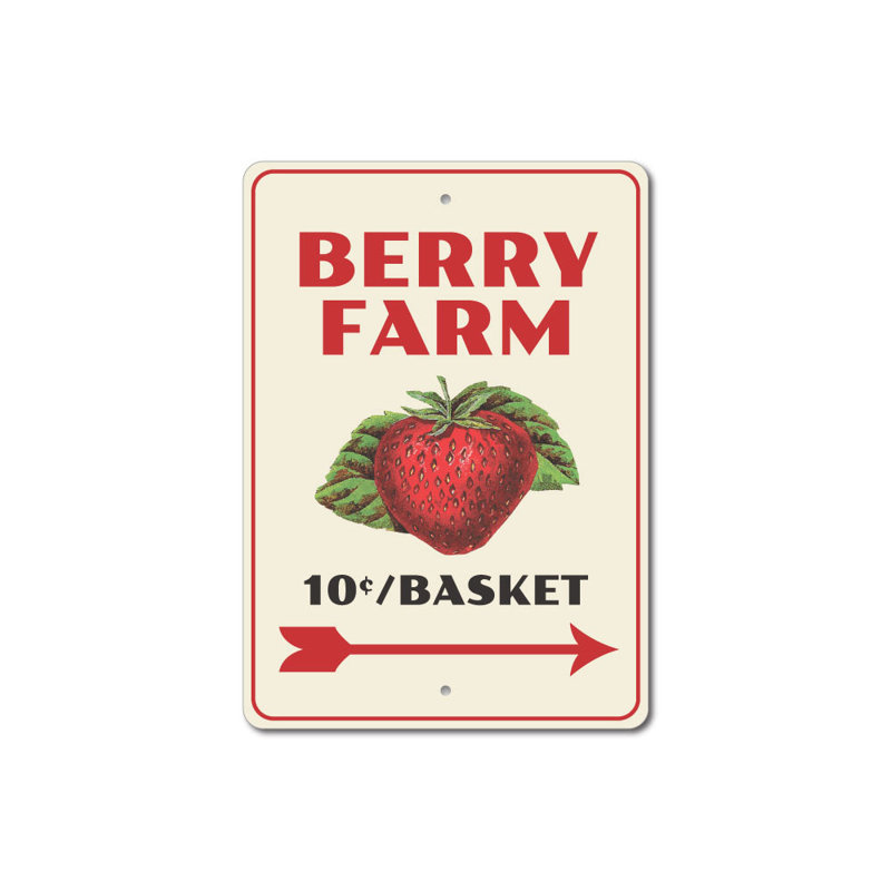 Enseigne en aluminium Berry Farm, H 18 po x l 12 po x P 0,06 po