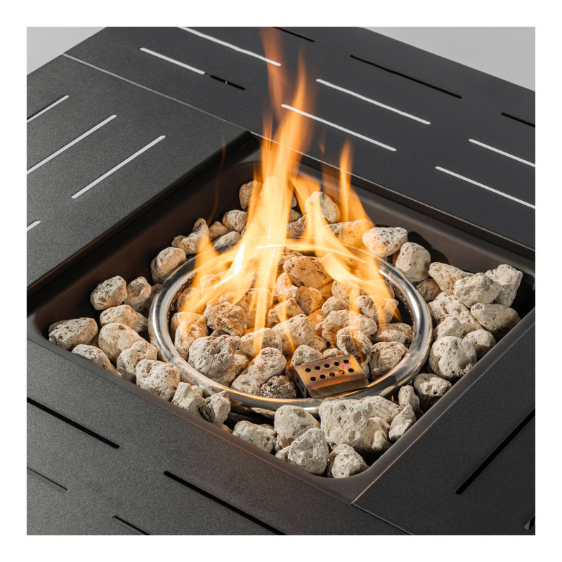 Foyer d'extérieur au gaz de table en acier 34 pouces pour terrasse extérieure et jardin noir
