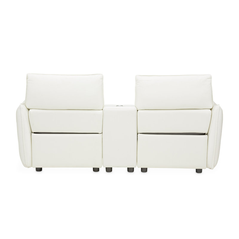 Mia Bella 78'' Recessed Arm Reclining Loveseat, White