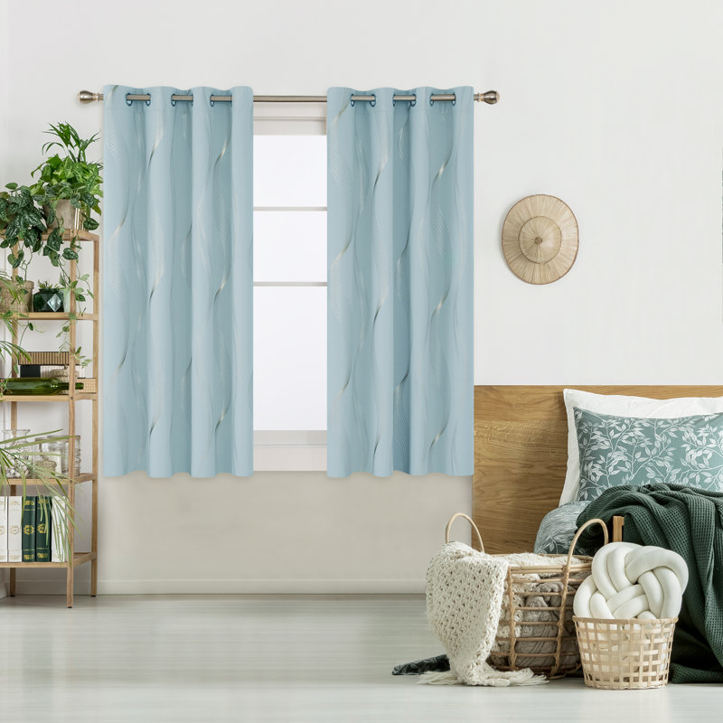 Maisonet Blackout Curtain Pair, Baby Blue, 132cm Width x 214cm Drop