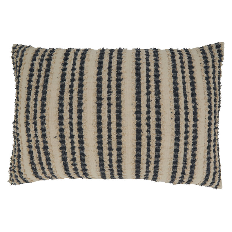 Black & White Striped 100% Cotton 16" x 24" Pillow Cover
