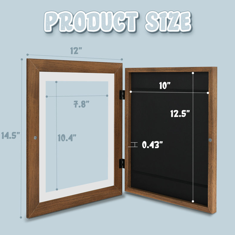 Kids Art Frame 10x12.5 Picture frame Front Open for Kids Piantings, Espresso