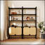 Étagère de rangement à porte d'armoire en rotin naturel, étagère ouverte à double fonction avec armoire fermée pour le salon, le vestibule et la chambre à coucher