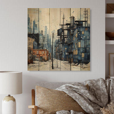 Warehouses Industrial Dots On Wood Print