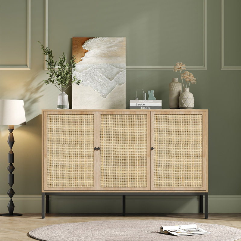 Buffet en rotin naturel 47 po de large Leclair, Brun