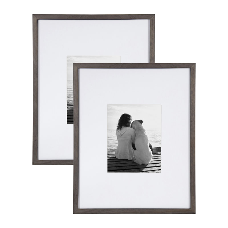 Ensemble de cadres muraux en bois Creason, Gris, 14 po x 18 po, 11 po x 14 po, Paquet de 2