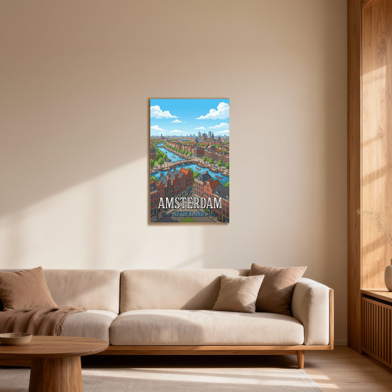 Paysages et paysages urbains Amsterdam avec canaux et bâtiments, H 48 po x l 32 po