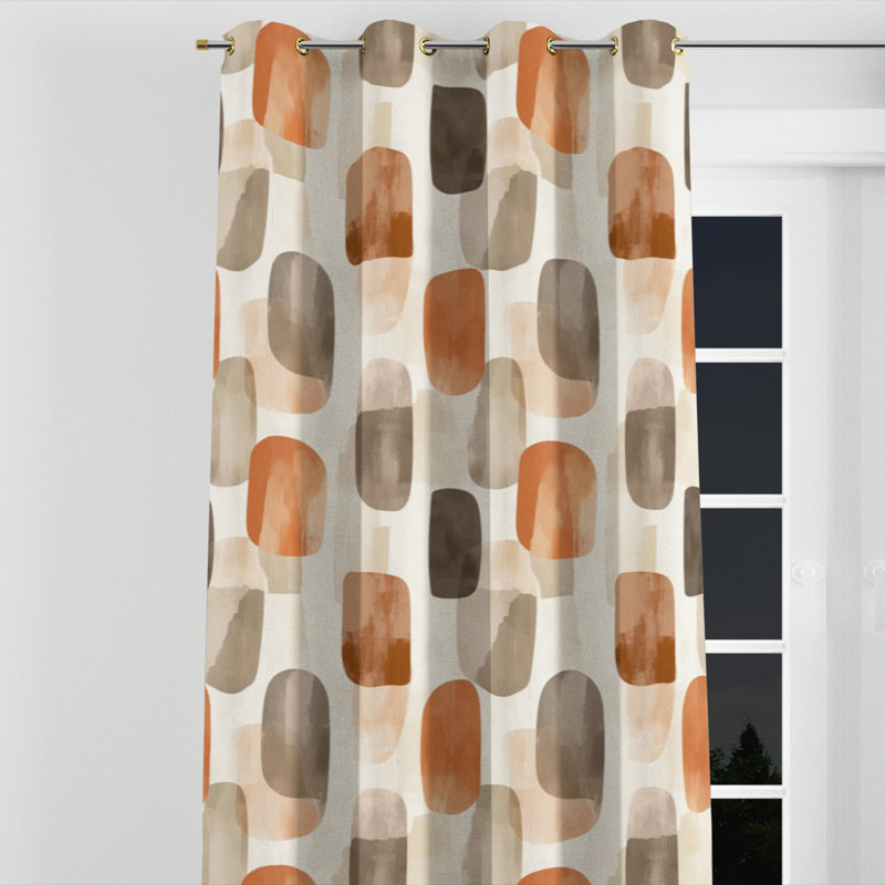 Rideaux occultant Modern - Rideau à œillets orange chaud Shibui - 1 panneau, L 52 po x L 63 po, Œillets dorés