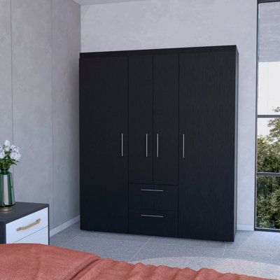 Armoire 2 portes noire tout-en-un