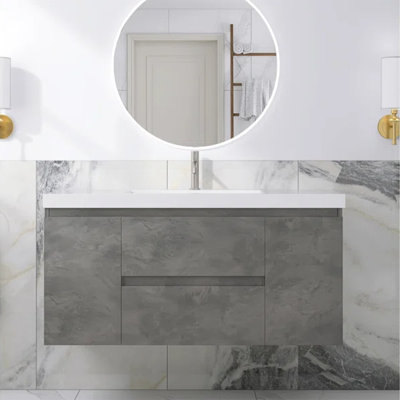 48" Single Sink Wall-Mounted Bathroom Vanity With Resin Basin