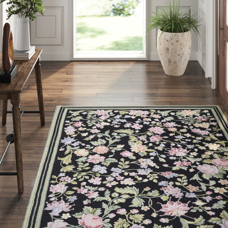Hand-Knotted High-Quality Black Area Rug