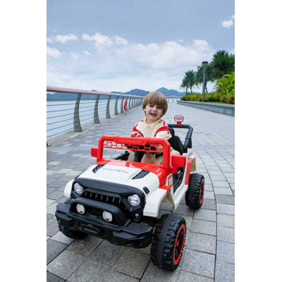 12V Ride on Car with Parent Remote Control, Toddler Electric Car with Spring Suspension, LED Lights & Music Player - Safe Battery Toy for Kids, Christmas & Birthday Gift WIGHT+RED