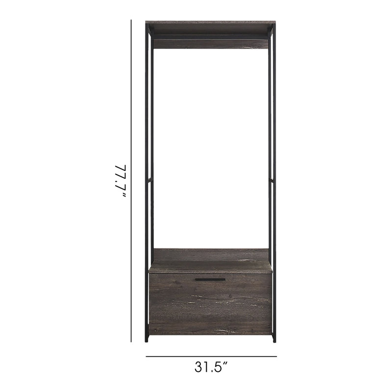 Placard en bois et métal Monica gris rustique avec tiroir Monica