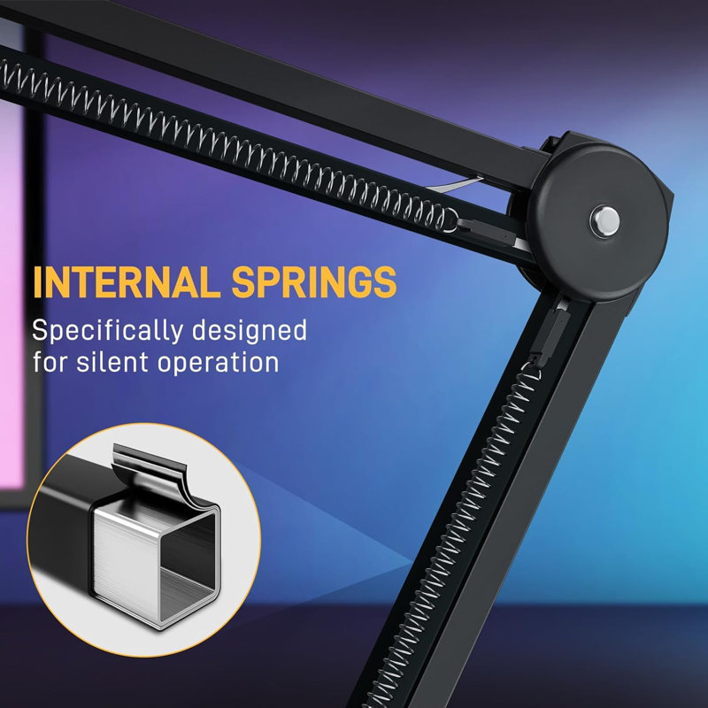 Bras pour microphone: support pour micro réglable en métal robuste avec pince de bureau améliorée et adaptateur à vis de 3/8 po à 5/8 po pour le balado