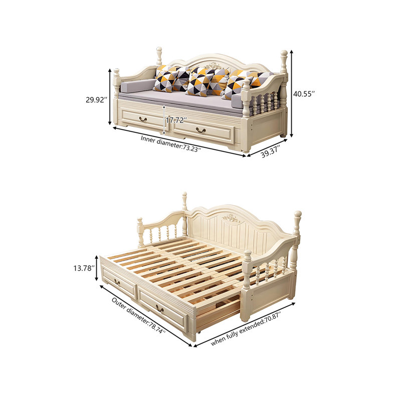 Canapé-lit extensible en mélange de coton extensible 39,37 po moderne et minimaliste ivoire, Ivoire ivoire