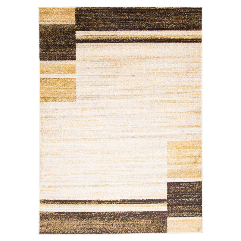 Tapis ivoire/brun foncé/zone dorée Salime, Rectangle 7 pi 10 po x 10 pi 2 po