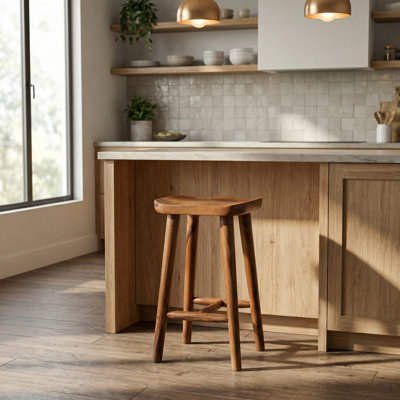 Boon Acacia Solid Wood Counter Stool with Solid Wood Frame