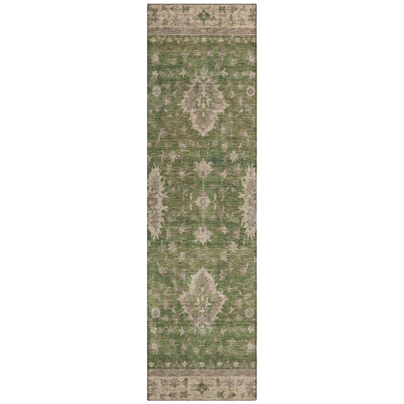 Machine Washable Indoor/Outdoor Xhevrie Aloe Rug, Runner 2'3" x 7'6"